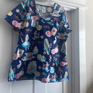 Alice in Wonderland scrub top